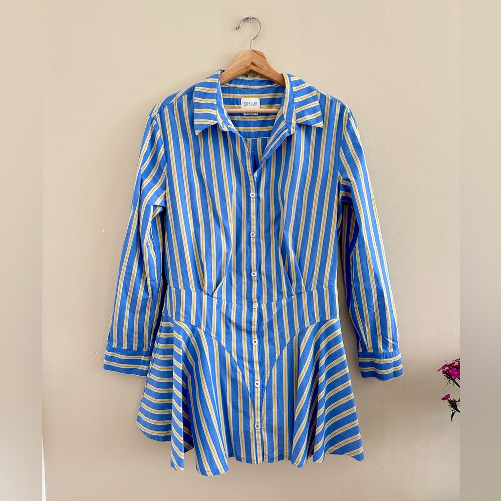 🚫 SOLD on Depop - SAYLOR Striped Cotton Long Sleeve Dress